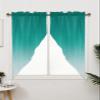 2 Piece Christmas Curtain Valances for Windows, Green Gray Gradient Rod Pocket Curtains Swag Topper Set, Light Filtering Window Curtains Valance Panels for Bathroom Bedroom 28"x36" view 3