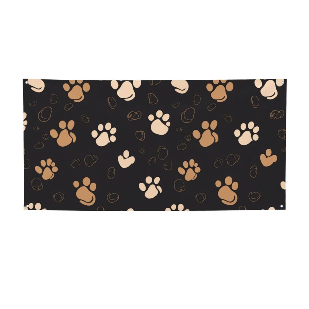 Paw Print print Party Banner Christmas Banner Birthday Bunting with Brass Grommets Party Decorations Backdrop for Christmas Wedding Winter New Year Home Decorations Party Supplies Small