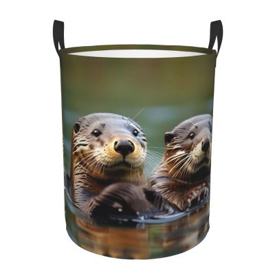 Otters Large Laundry Hampers, Collapsible Tall Clothes Baskets, Washing Bag For Bathroom, Bedrooms