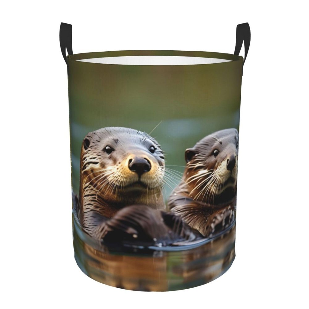 Otters Large Laundry Hampers, Collapsible Tall Clothes Baskets, Washing Bag For Bathroom, Bedrooms