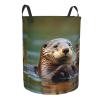 Otters Large Laundry Hampers, Collapsible Tall Clothes Baskets, Washing Bag For Bathroom, Bedrooms view 2