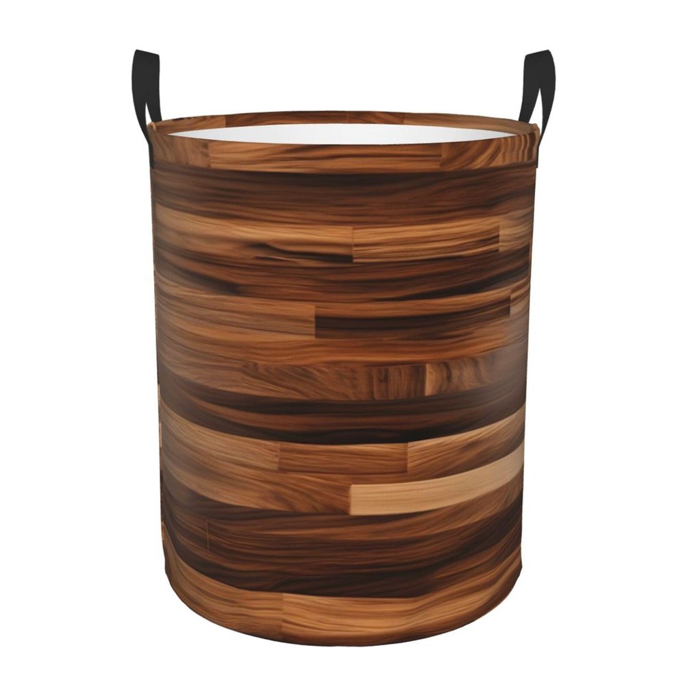 Wood Grain Large Laundry Hampers, Collapsible Tall Clothes Baskets, Washing Bag For Bathroom, Bedrooms