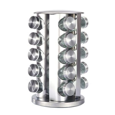HJXGQJM Revolving Spice Rack Set with 16 Spice Jars, Kitchen Spice Tower Organizer for Countertop Or Cabinet, Spice Rack Spice Storage Cupboard Spice Rack Organiser Spice Racks (Size : 20 Cans)