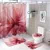 4Pcs Abstract Flowers Waterproof Shower Curtain Sets for Bathroom,Pink Modern Beautiful Floral Plants Bathroom Decor Set with Shower Curtain and Rugs and Accessories view 1