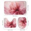 4Pcs Abstract Flowers Waterproof Shower Curtain Sets for Bathroom,Pink Modern Beautiful Floral Plants Bathroom Decor Set with Shower Curtain and Rugs and Accessories view 3