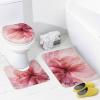 4Pcs Abstract Flowers Waterproof Shower Curtain Sets for Bathroom,Pink Modern Beautiful Floral Plants Bathroom Decor Set with Shower Curtain and Rugs and Accessories view 4