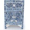 HANSA ITS WORTH IT Bedside Table Mother of Pearl & MDF Wood Side Table Floral Pattern Nightstand End Table Furniture with 1 Drawer Crystal Clear Knobs Living Room Entryway Home Decor (Blue & White) view 1