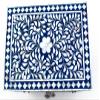 HANSA ITS WORTH IT Bedside Table Mother of Pearl & MDF Wood Side Table Floral Pattern Nightstand End Table Furniture with 1 Drawer Crystal Clear Knobs Living Room Entryway Home Decor (Blue & White) view 3