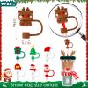 7Pcs Christmas Straw Cover Caps Reusable Drinking Straw Tips Lids Christmas Santa Claus Christmas Tree Silicone Straw Toppers Compatible for Stanley 30&40 Oz Tumbler Straw Accessories for Christmas view 2