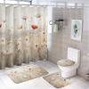 4 Pieces Red White Flowers Shower Curtain Set Retro Natural Scenery Plants Bathroom Decor Sets with Rugs Bathroom Accessories Set Bathroom Curtain Shower Set with 12 Hooks view 1