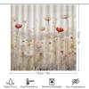 4 Pieces Red White Flowers Shower Curtain Set Retro Natural Scenery Plants Bathroom Decor Sets with Rugs Bathroom Accessories Set Bathroom Curtain Shower Set with 12 Hooks view 2