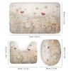 4 Pieces Red White Flowers Shower Curtain Set Retro Natural Scenery Plants Bathroom Decor Sets with Rugs Bathroom Accessories Set Bathroom Curtain Shower Set with 12 Hooks view 3