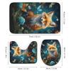 4 Pieces Butterfly Fox Shower Curtain Set Modern Cartoon Pattern Yellow Haired Animal Bathroom Decor Sets with Rugs Bathroom Accessories Set Bathroom Curtain Shower Set with 12 Hooks view 3