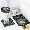 4 Pieces Butterfly Fox Shower Curtain Set Modern Cartoon Pattern Yellow Haired Animal Bathroom Decor Sets with Rugs Bathroom Accessories Set Bathroom Curtain Shower Set with 12 Hooks view 4