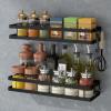 Wall Mounted Spice Rack, Kitchen Spice Rack Organisers, Carbon Steel Paint Process, For Kitchen Cabinet Kitchen Bathroom Living Room Spice Bottle Jars Rack, With Hook, Black Spice Racks ( Color : Blac view 1