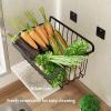 Wall Mounted Fruit And Vegetable Rack, Stainless Steel Fruit Vegetable Rack, Black / White Fruit Vegetable Storage Basket, Metal Wire Storage Baskets, Perfect For Fruit, Vegetables, Snacks fruit and v view 2