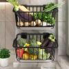 Fruit Vegetable Storage Basket,wall Mounted Fruit And Vegetable Rack, For Storing Organizing Fruit Vegetables Eggs Snacks Breads, Stainless Steel Fruit And Vegetable Rack, Black fruit and vegetable ra view 1