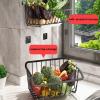 Fruit Vegetable Storage Basket,wall Mounted Fruit And Vegetable Rack, For Storing Organizing Fruit Vegetables Eggs Snacks Breads, Stainless Steel Fruit And Vegetable Rack, Black fruit and vegetable ra view 4