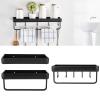 Restokki Shelving Wall Mounted, Wall Shelf, 30cm Bathroom Shelf Space Aluminum Wall Mounted Hollow Storage Rack, Hanging Basket Organizer(SingleLayer with Rod and 5 Hooks) view 1