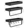 Restokki Shelving Wall Mounted, Wall Shelf, 30cm Bathroom Shelf Space Aluminum Wall Mounted Hollow Storage Rack, Hanging Basket Organizer(SingleLayer with Rod and 5 Hooks) view 2