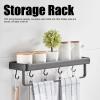Restokki Shelving Wall Mounted, Wall Shelf, 30cm Bathroom Shelf Space Aluminum Wall Mounted Hollow Storage Rack, Hanging Basket Organizer(SingleLayer with Rod and 5 Hooks) view 4
