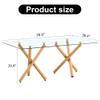 71" Dining Table for 6-8 People,Modern Rectangular Kitchen Dining Room Table with 0.39" Tempered Glass Tabletop and Wood Grain Metal Legs,Contemporary Glass Dinner Table for Home view 2