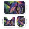 Abstract Dinosaur 4 Pieces Shower Curtain Sets with Non-Slip Rugs, Toilet Lid Cover and Bath Mat, Green Comic Animal Bathroom Decor Set Waterproof Shower Curtains with 12 Hooks view 3