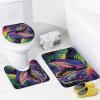 Abstract Dinosaur 4 Pieces Shower Curtain Sets with Non-Slip Rugs, Toilet Lid Cover and Bath Mat, Green Comic Animal Bathroom Decor Set Waterproof Shower Curtains with 12 Hooks view 4