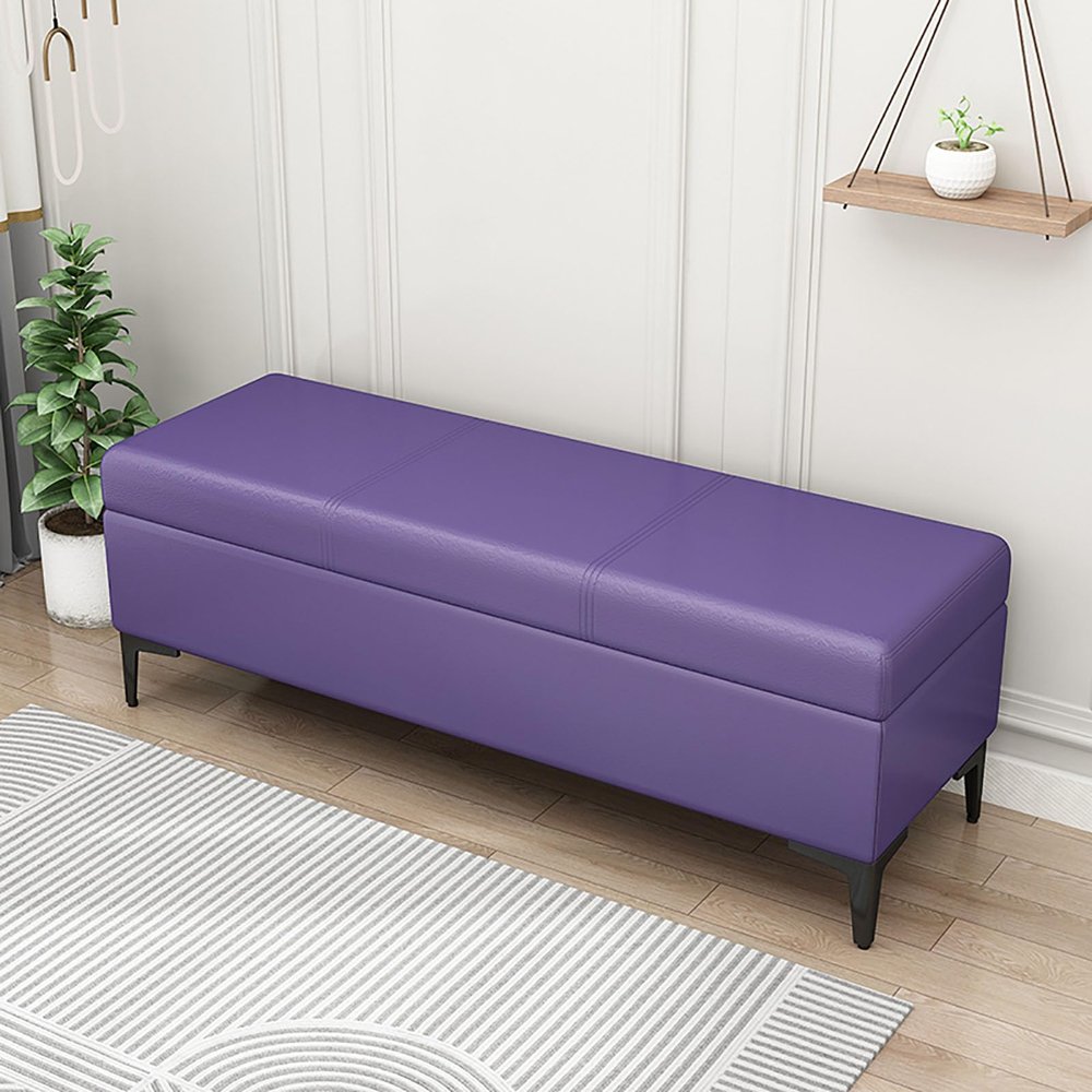 SAZDFY Pu Leather Storage Bench, Upholstered Bed of End Bench Classic Shoe Bench, Luxury Ottoman Bench Footstool with Storage for Living Room, Entryway, Hallway, Support 330lbs