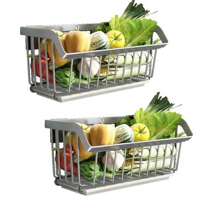 Hanging Kitchen Baskets Wire Storage Basket, Fruit And Vegetable Rack In 304 Stainless Steel, For Cabinet Pantry Organization And Kitchen, Bathroom, Wall Mounted Fruit And Vegetable Rack, Black fruit