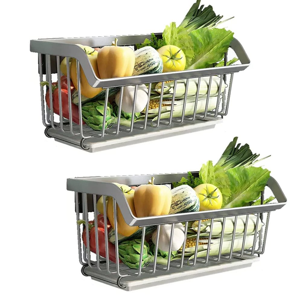 Hanging Kitchen Baskets Wire Storage Basket, Fruit And Vegetable Rack In 304 Stainless Steel, For Cabinet Pantry Organization And Kitchen, Bathroom, Wall Mounted Fruit And Vegetable Rack, Black fruit