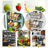 Hanging Kitchen Baskets Wire Storage Basket, Fruit And Vegetable Rack In 304 Stainless Steel, For Cabinet Pantry Organization And Kitchen, Bathroom, Wall Mounted Fruit And Vegetable Rack, Black fruit view 4
