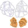 BAKERLOGY Set of 2 Santa Claus Cookie Cutters - Detailed Biscuit Cutter Design for Baking and Crafts, ideal on fondant, dough, clay view 1