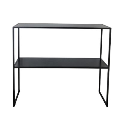 2 Tier Iron Entryway Console Table, Black Square Sofa Table with Open Storage Shelves, Balcony Bedroom Study Shelves, Simple Home Porch Table(Size:80 * 25 * 80CM,Color:Black)