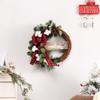 PEKJI Door Hanging Artificial Christmas Wreath Plastic Xmas Rattan Circle Garland with Bow Creative Outdoor Scene Decoration view 4