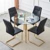 5 Piece Dining Table Set for 4, Glass Kitchen Table and 4 Black Dining Chair for Home, Coffee Table Set 40'' Round Dining Table with Golden Metal Legs, Dining Room Table and Chair Set for Small Space view 1