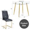 5 Piece Dining Table Set for 4, Glass Kitchen Table and 4 Black Dining Chair for Home, Coffee Table Set 40'' Round Dining Table with Golden Metal Legs, Dining Room Table and Chair Set for Small Space view 3