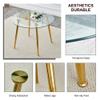 5 Piece Dining Table Set for 4, Glass Kitchen Table and 4 Black Dining Chair for Home, Coffee Table Set 40'' Round Dining Table with Golden Metal Legs, Dining Room Table and Chair Set for Small Space view 4