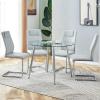 5 Piece Dining Table Set for 4, Kitchen Table and 4 Light Gray Dining Chair for Home, Coffee Table Set 40'' Round Dining Table with Silver Metal Legs, Dining Room Table and Chair Set for Small Space view 2
