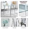 5 Piece Dining Table Set for 4, Kitchen Table and 4 Light Gray Dining Chair for Home, Coffee Table Set 40'' Round Dining Table with Silver Metal Legs, Dining Room Table and Chair Set for Small Space view 4