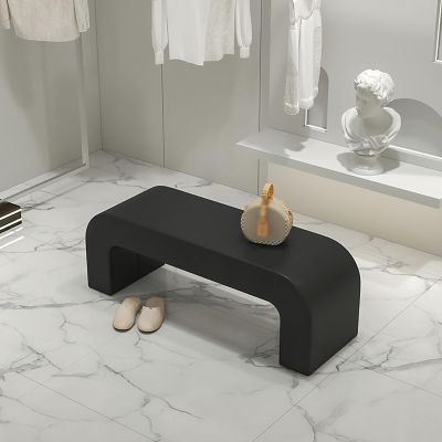 SAZDFY Modern Pu Leather Ottoman Bench,Upholstered Shoe Bench Rectangular End Bed Bench, Entryway Bench Footrest for Bedroom Coffee Tableliving Room (120x40x43cm(47x16x17inch), Black)