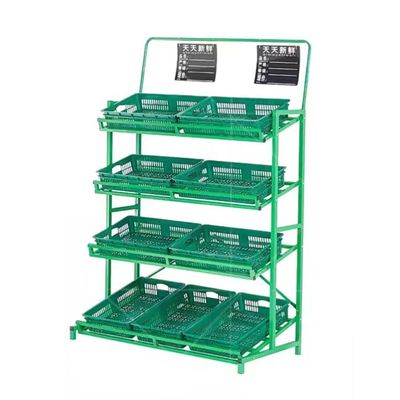 zktoermn Supermarket Fruit Vegetable Storage Rack Stand, Retail Store Supplies Shelving Unit with Detachable Storage Box for Snacks/Drinks/Can/Toys (Color : Green-D, Size : 120x60x177cm)