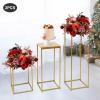 CheriMuMu Wedding Flower Stands, 6 Pcs Flower Stand for Wedding Centerpieces, 3 Sizes Modern Square Gold Pedestal Stand for Weddings Party Decoration, Flower Display Rack Decorations view 3
