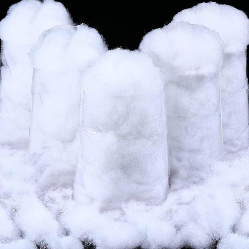 Shappy 42.33 Ounce/ 1200 g Christmas Fake Clouds Snow Decoration Artificial White Cloud Fiber Faux Fluffy Snow Indoor Soft Artificial Fake White Cotton Winter Craft Decor Xmas Tree Village Displays