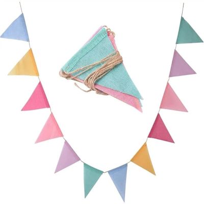Garden Bunting,Outdoor Waterproof for Wedding Deco 20M 60pcs Colorful Jute Linen Flags Pennant Christmas Birthday Bunting Banners Wedding Hanging Party Garland Decoration with flower, stripes,dots pri
