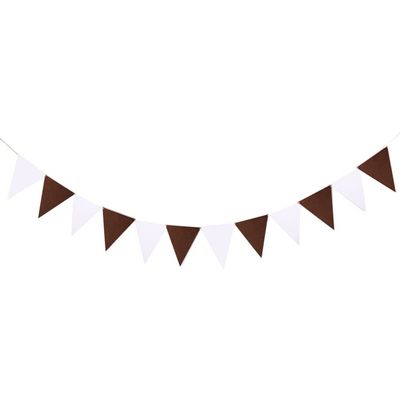 Garden Bunting,Outdoor Waterproof for Wedding Deco 2 Pack Vintage Khaki Brown Coffee Pennants Bunting Wedding/Christmas Day/Birthday Party Flags Hang Garland Decoration Supplies with flower, stripes,d