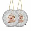 Mibalor - 2 Packs -Custom Personalized Christmas Tree Ornaments with Photo Picture Text Hanging Tree Decorations Presents for 2023 Xmas, Engaged, Wedding, Baby Bairn, Family, Round Ceramic 3 Inch view 1