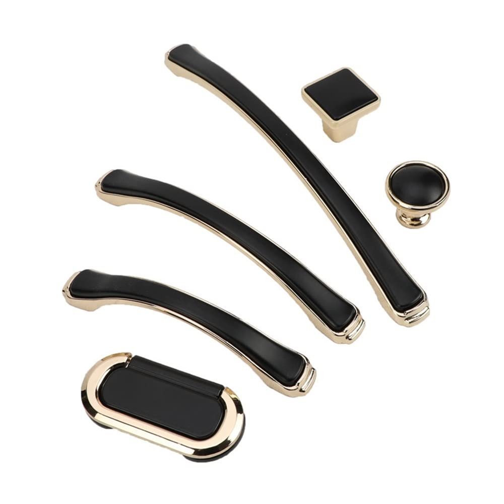 wardrobe handles,cabinet handles, Nordic Furniture Wardrobe Handle Black Gold Luxury Metal Zinc Door Pull Cabinet Drawer Cupboard Kitchen Round Square Knob Modern Hardware (Color : 1001 Single Hole) (