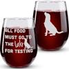 On The Rox Labrador Gifts for Labrador Lovers- All Food Must Go To The Lab For Testing Stemless Wine Glass Set of 2- Chocolate Lab Wine Glass - Dog Face, Black Labrador Gifts Drinks view 1