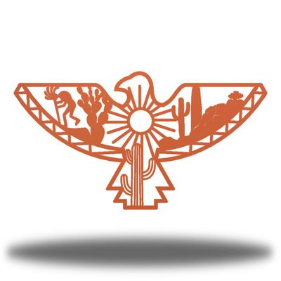 Riverside Designs Aztec Eagle Southwest Metal Wall Art Outdoor Decor | Heavy-duty and Waterproof | Made in USA (Coral, 36" L x 19.25" W)